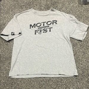 Gray Short Sleeve Tee with Vintage MOTOR FAST Print